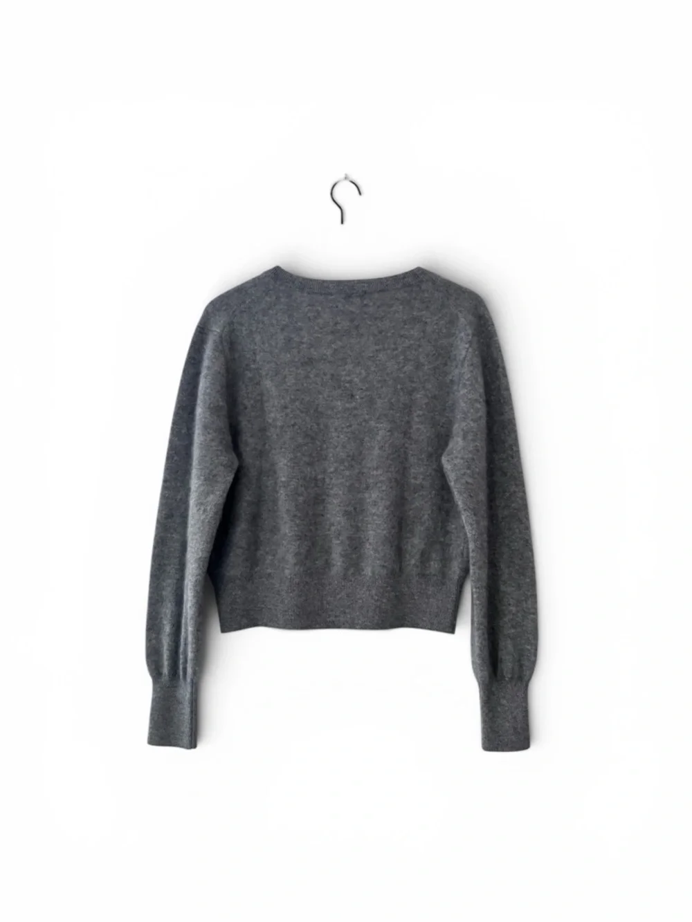 Quince Brushed Cashmere Shrunken V-Neck Sweater Gray Large NWT